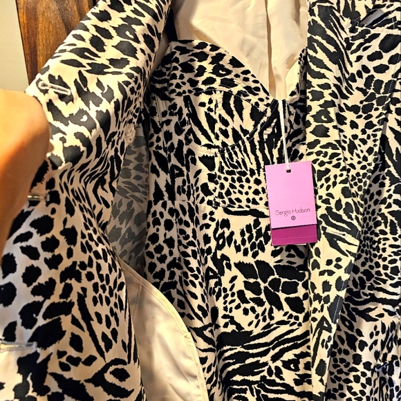 Animal Print Bustier Midi Dress / Trench Sergio Hudson Target Black/Whit… - Picture 3 of 7